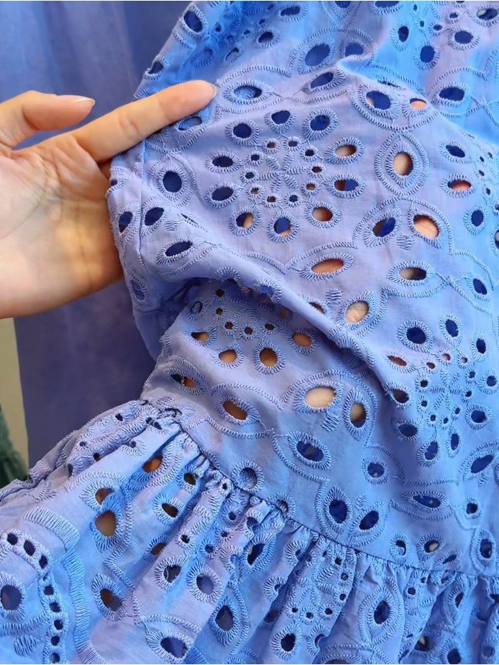Eyelet Ruffle Dress - Green - Picture 4 of 7